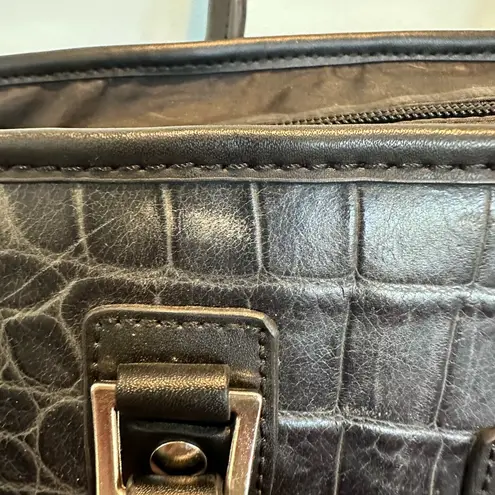 Hartmann Tote Croc Embossed Black Leather Zip close hand/shoulder bag