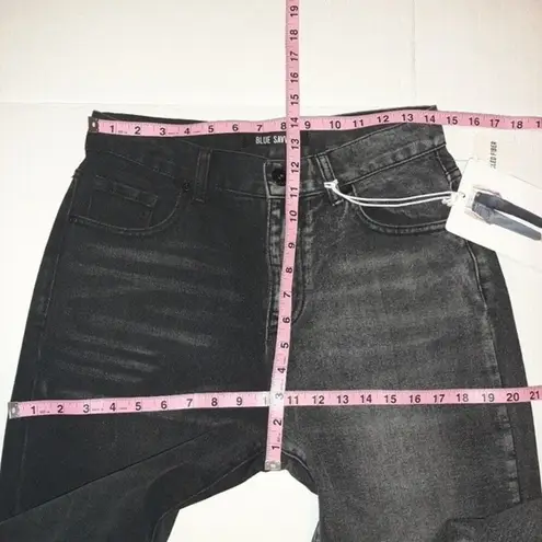 Blue Savvy Jeans Straight Leg Mom Fit 2 tones denim Black Grey Size 7/28