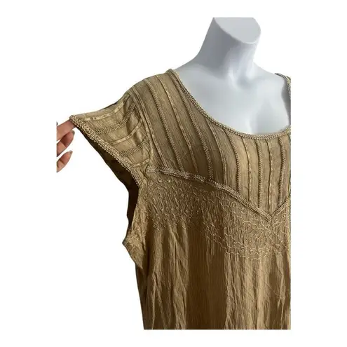 Anna Maxwell Brown Sequined Shift Long Dress Plus Size 3XWP Short Sleeve Boho Brown