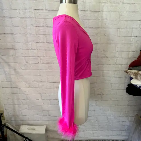 Boutique NEW Pink Feathered Cardigan