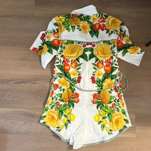 Farm Rio NWT Off-White Picnic Flowers Euroflax™ linen Premium Linen Romper