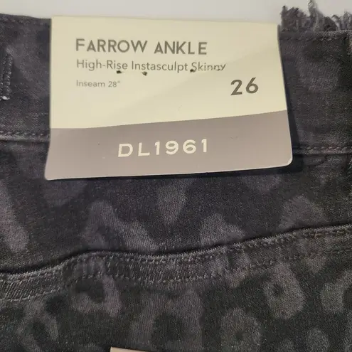 DL1961 Farrow Ankle Jeans Black Leopard Print Women's Sz 26