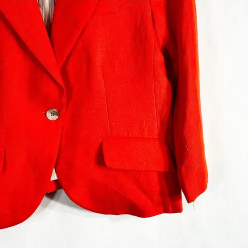 Cremieux Large Blazer Linen Vibrant Orange Lined Jacket Single Button 197