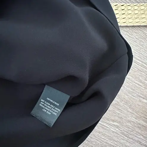 Lafayette 148 NY Luxury 100%Silk Double Georgette Blouse Designer Sleeveless Top Black Size 0