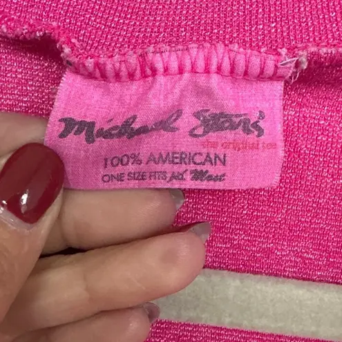 Michael Stars Women's Pink Sparkle Y2K Short Sleeve Polo Shirt, One Size, EUC