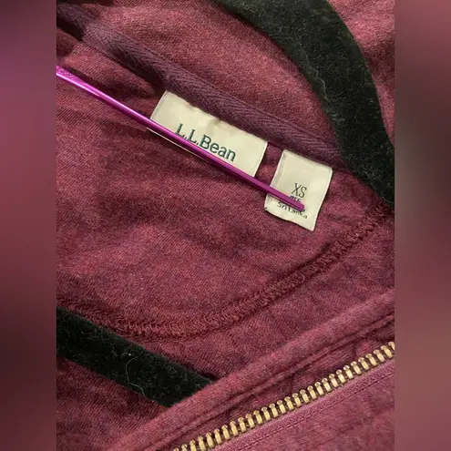 L.L. Bean Size XS Burgundy Quilted Mock Neck Quarter Zip Sweatshirt Leather Pull Red