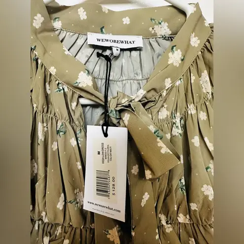NWT High Low Ruffle Floral Dress weworewhat Olive Size M $128