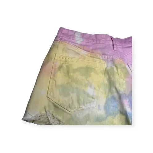 BLANK NYC  ☀︎︎ The Barrow High Waist Festival Denim Cut Off Shorts ☀︎︎ Tie Dye 27