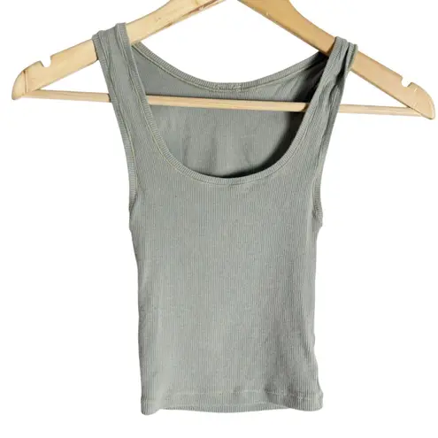 SKIMS Gray Cotton Ribbed Sleeveless Cropped Casual Tank Top Size XS