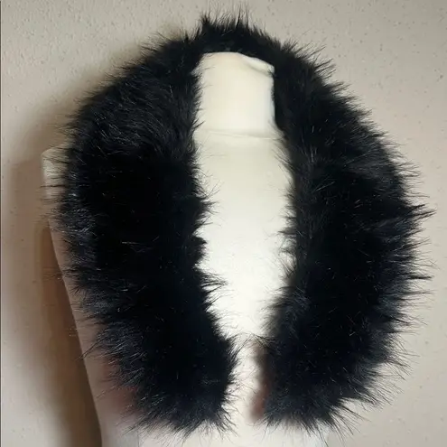 Detachable Faux Fur Collar Hood Trim Replacement Scarf for Coat Sweater Jacket Black