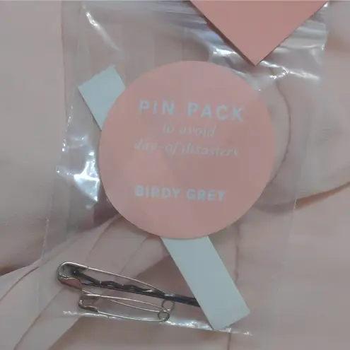 Birdy Grey Spence Convertible Chiffon Dress Pockets Pleats Pale Blush Pink M New