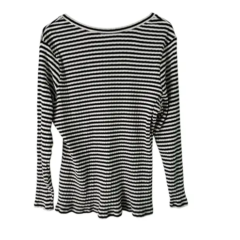 Striped‎ Long Sleeve Top 3X Black White Ribbed Knit Casual Everyday Size undefined