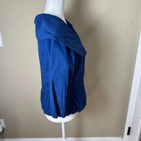 Anthropologie Elevenses Vintage Peplum Bubble Hem Blazer Blue Size 10