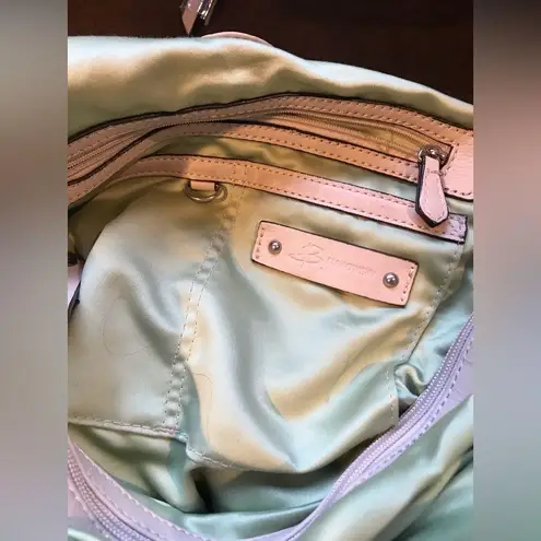 B Makowsky B.Makowsky Leather Bucket Handbag - Bone/Cream Green Inside Silver Hardw…