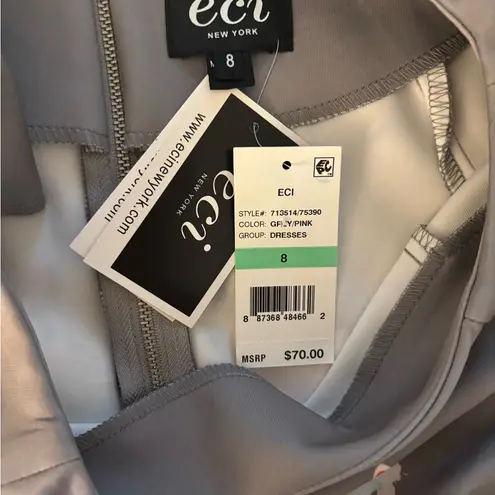 ECI NWT 🆕 Gray, Pink, and Orange cap Sleeve Sheath Dress. Size 8