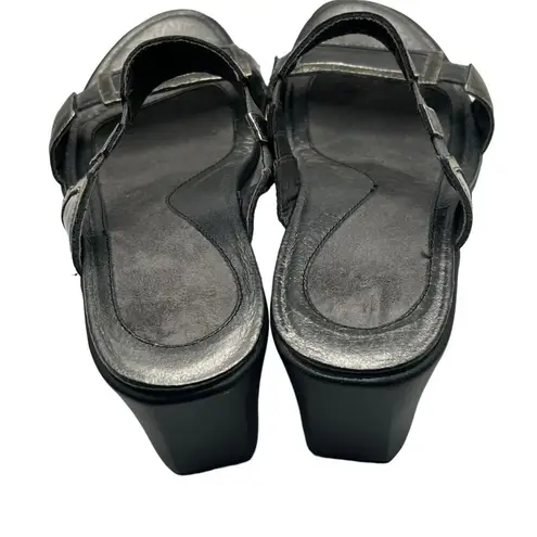 Naot Wedge Sandals Womens 9 Metallic Gray Patent Leather Slip On Comfort Resort