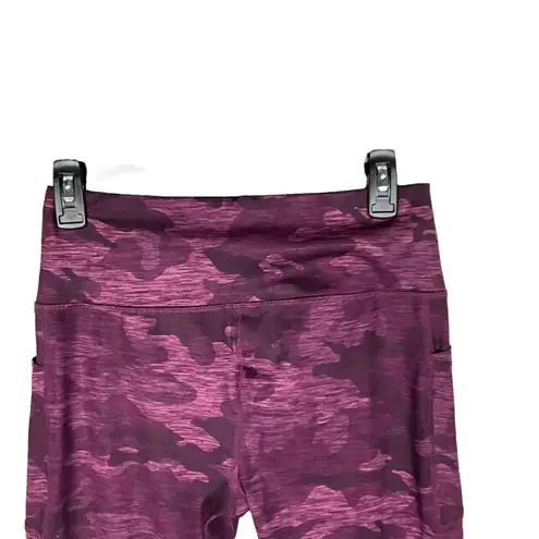 Avia Purples Camo & Black Striped Active Wear Exercise Leggings Women M 8-10