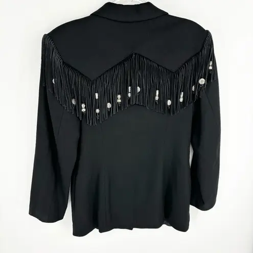 New Frontier Fringe Western Black Jacket Blazer Size Medium Wool