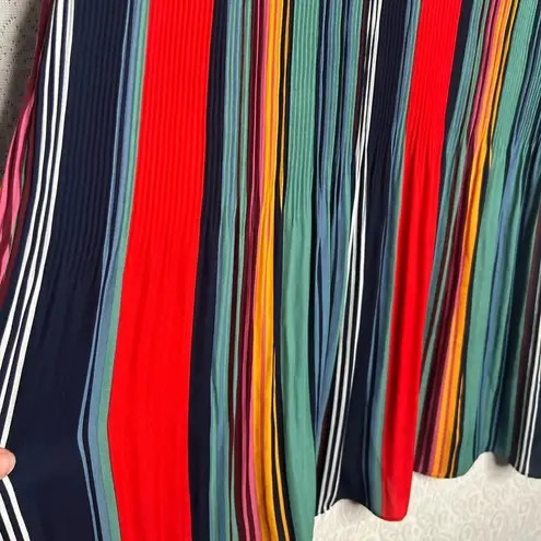 Carolina belle Striped Pleated Dress Size L Multicolor Knee Length Sleeveless