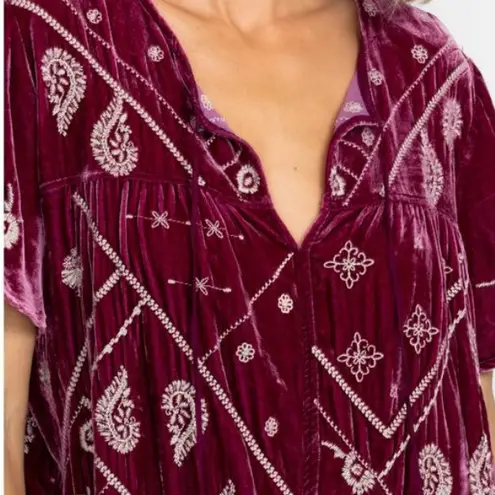 Johnny Was Devi velvet tasseled top NWT