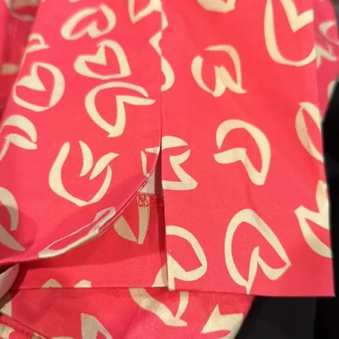 SARA CAMPBELL HEART PRINT PINK CREAM TAN ANKLE PANTS 2