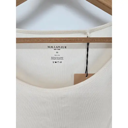 MM.LaFleur New York Cream Ribbed Cotton Spandex 3/4 Sleeve Top Shirt XXL