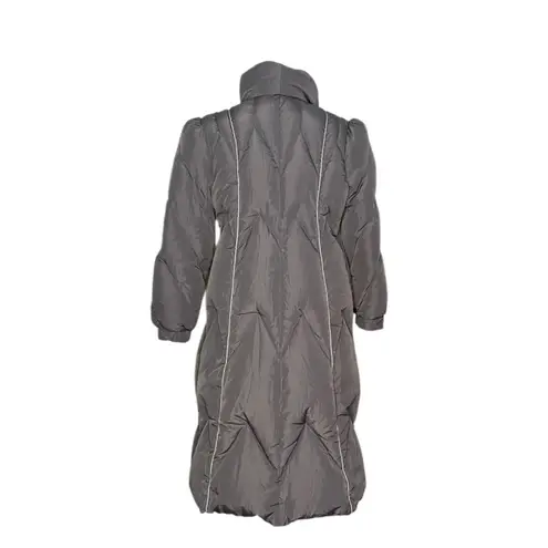VINTAGE Down Grey Puffer Coat sleeping Bag Coat Long Line Womens Fits Medium Gray