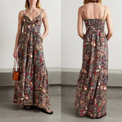 ALC Frank A.L.C. Laura Cutout Floral Maxi Dress Brown Sz 4