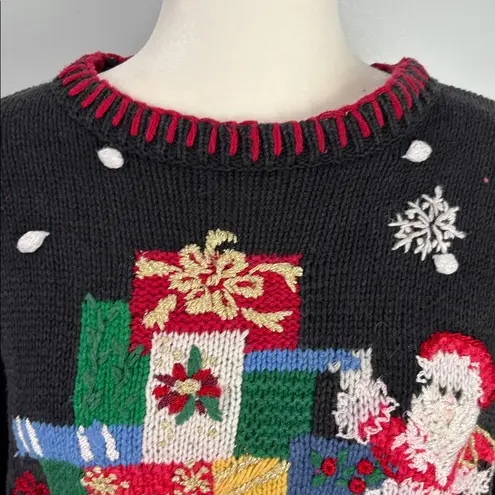 Tiara International VINTAGE Christmas Sweater Size Small Whipstitch Embroidered