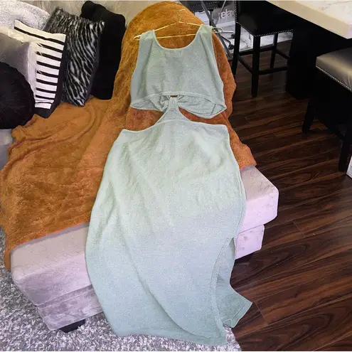 Fashion to figure New x Gabrielle Union Laha Cut-Out Sweater Dress in Sage Green - Image 7