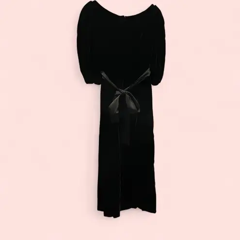 Oscar de la Renta Vintage 70’s-80’s velvet boatneck maxi ribbon waist maxi gown