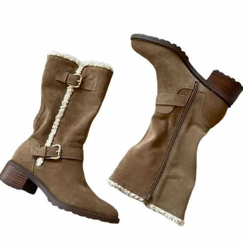 Sole Society NEW JACOBA BOOT FAUX FUR LINED Leather Suede