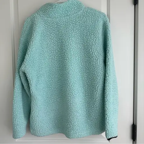 Victoria's Secret  Pink Oversized Fleece Jacket Sweater Teal Blue 1/4 Zip-Up XS