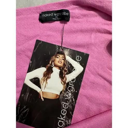 Naked Wardrobe Sculpt Side Bodysuit Women's Plus 3X Pink Thong One Shoulder NWT