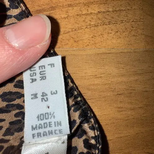 Ravage 100% silk leopard print button up tank top style vest medium Brown