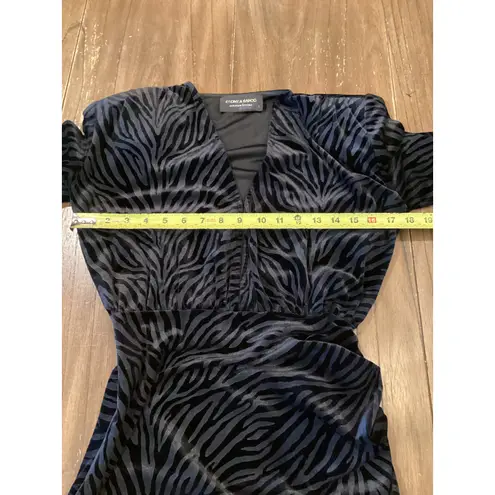Bronx and Banco Revolve black long sleeve Zebra Print Velvet mini Dress L