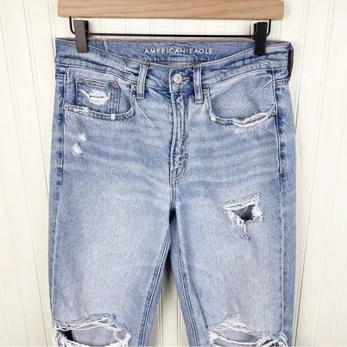 American Eagle  Ripped Low-Rise Baggy Straight Jean Blue Denim Women's Size 2