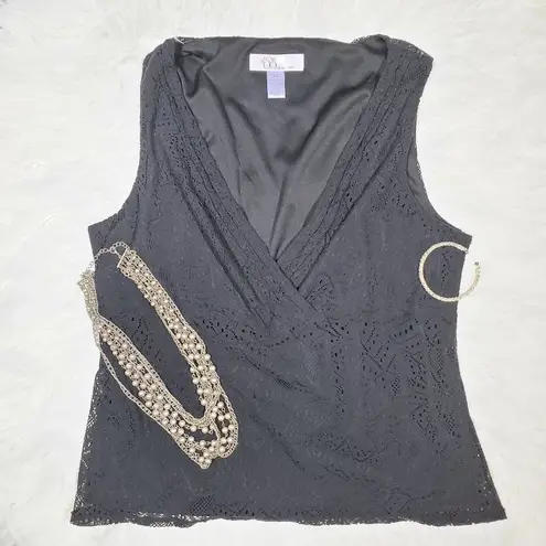 Nine & Co. Black Lace Sleeveless V-Neck Top 12