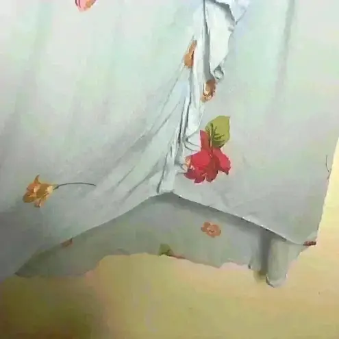 Leith  sky blue‎ floral high low ruffle front dress Sz S