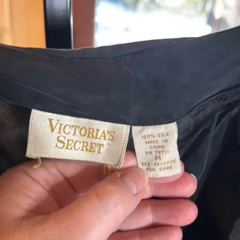 Victoria's Secret VINTAGE 90S  GOLD LABEL 100% SILK BLACK CHEMISE SIZE MEDIUM