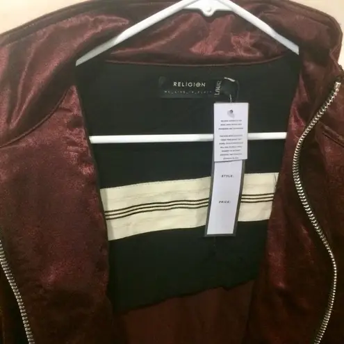 Religion NEW women's L large soft suede crop cuffed wrist extended length jacket