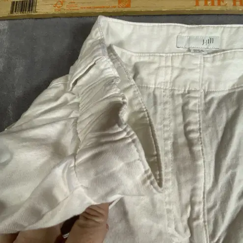 J. Jill Wide Leg Pants 18 White Elastic Linen Cotton Blend Stretch Full Length Size 18P