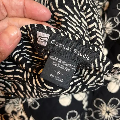 Reversible Floral Quilted Jacket Patchwork Casual Studio Black Pattern SZ S