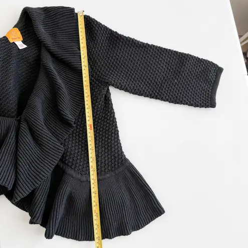 Womens Cardigan Size L Black Knit Ruffle Hem Whimsigoth Witchy Fairy Grunge Size L