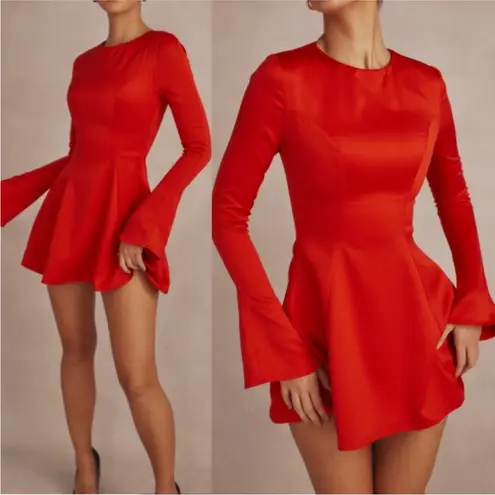 House Of CB  'Sacha' Red Satin Mini Dress‎ NWT