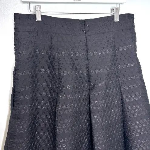 Akris Punto Jacquard Black Pleated Swiss Dot Stripe Skirt 12
