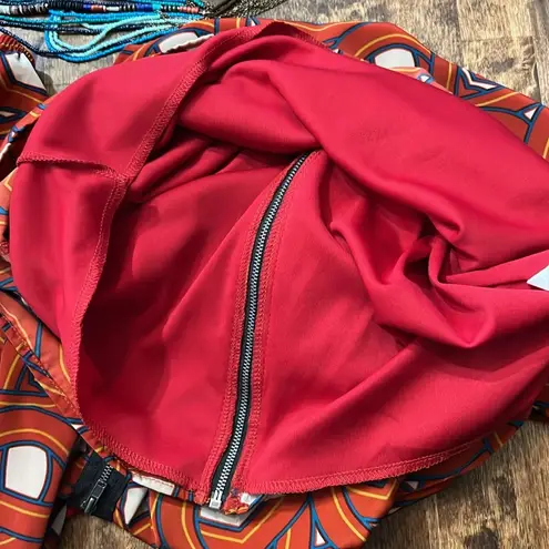 HAYS COUTURE Back Zipper Geometric Print Shift Mini Dress Size Small Orange