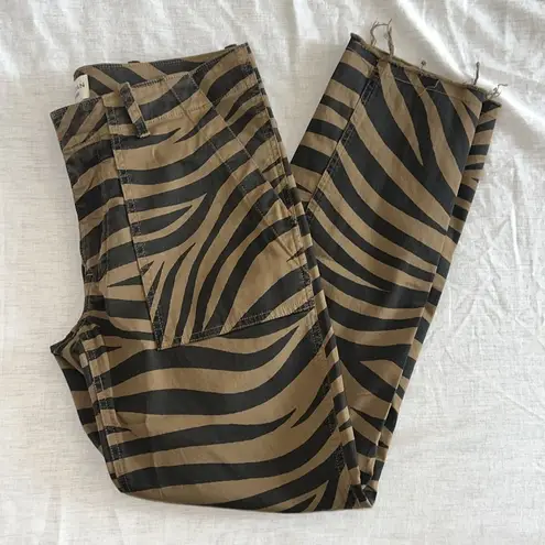 NILI LOTAN Jenna Pants Tiger Print Straight Leg Low Rise Size 2 or 27 Tan