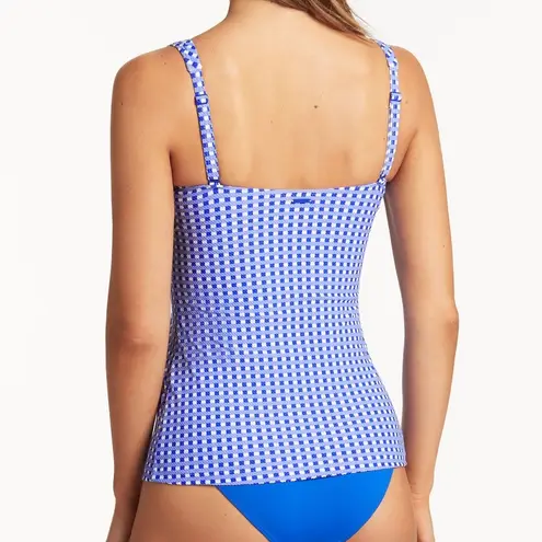 Sea Level Swim Checkmate Square Neck Tankini Swim Top Women’s Sz 8 Blue