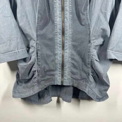 XCVI Jacket Women Size M Gray Ruched Zippered Hi Lo 3/4 sleeve Jacket Spring